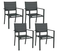 Outsunny Set da 4 sedie da giardino impilabili con braccioli Grigio