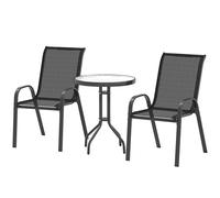Outsunny Set da Bistro 3 Pezzi con 2 Sedie Tavolino Rotondo Nero