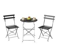 Outsunny Set da Bistrò 3 Pezzi Pieghevole con 2 Sedie Tavolo Patio Nero