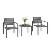 Outsunny Set da Bistrò da 3 Pezzi con 2 Sedie HDPE Tavolino Grigio Scuro