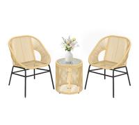 Outsunny Set da Bistrò da 3 Pezzi in Rattan PE e Acciaio, per Patio, Beige