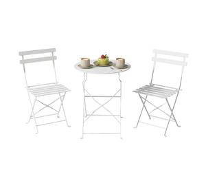Outsunny Set da Bistrò da 3 Pezzi Pieghevole, Set da Giardino con 2 Sedie, Tavolo, Set di Mobili da Giardino in Metallo, per Patio Balcone, Bianco