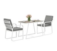 Outsunny Set da Esterno 3 Pezzi con 2 Sedie e Tavolo da Giardino Bianco