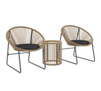 Outsunny Set da Esterno 3 Pezzi con 2 Sedie Ovali e Tavolino a Cilindro