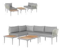Outsunny Set da Esterno 3 pz con 2 Divanetti e Tavolino Basso Grigio e Legno