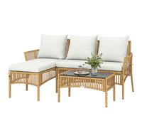 Outsunny Set da Esterno 3 pz con Divanetto, Chaise Longue e Tavolino Crema