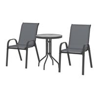 Outsunny Set da Esterno 3pz con 2 Sedie e Tavolino Rotondo Grigio Scuro