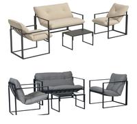 Outsunny Set da Esterno 4 Pezzi con Divanetto, 2 Poltrone e Tavolino