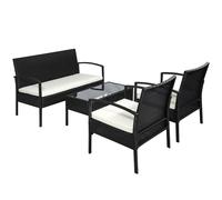 Outsunny Set da Giardino 4 Pezzi in Rattan PE con Tavolino 2 Poltrone e Divano