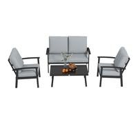 Outsunny Set da Esterno 4pz con 2 Poltrone, Divano 2 Posti e Tavolino Grigio