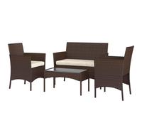 Outsunny Set da Esterno 4pz con Divanetto 2 Sedie e Tavolino Beige e Marrone