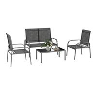 Outsunny Set da Esterno 4pz con Tavolino da Caffè, 2 Sedie e Divanetto Nero