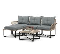 Outsunny Set da Esterno 5pz in Rattan con 3 Sedie e 2 Tavolini/Sgabelli