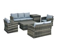 Outsunny Set da Esterno 6pz con 2 Tavolini, 2 Divani e 2 Poltrone Grigio
