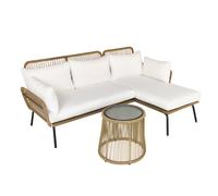 Outsunny Set da Esterno in Rattan con Divano 2 Posti, Chaise Longue e Tavolino