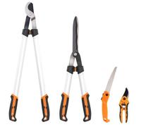 Outsunny Set da Giardinaggio 4 Pezzi con Cesoie, Troncarami Resistenti | Forbici da Potatura, Seghetto Pieghevole, Lame Affilate, Manico in Alluminio Morbido