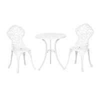 Outsunny Set da Giardino 3 Pezzi Bianco Floreale Tavolino e 2 Sedie