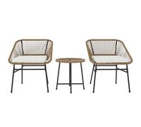 Outsunny Set da Giardino 3 Pezzi con 2 Sedie con Cuscini Tavolino Legno