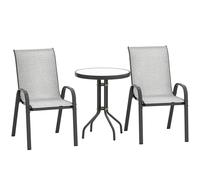 Outsunny Set da Giardino 3 Pezzi con 2 Sedie da Giardino e Tavolino Rotondo
