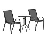Outsunny Set da Giardino 3 Pezzi con 2 Sedie da Giardino e Tavolino Rotondo Nero