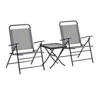 Outsunny Set da Esterno Tavolo in Vetro e 2 Sedie Pieghevoli Reclinabili Grigio