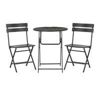 Outsunny Set da Giardino 3 Pezzi con 2 Sedie e Tavolo Pieghevoli Grigio Scuro
