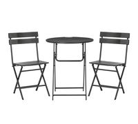 Outsunny Set da Giardino 3 Pezzi con 2 Sedie e Tavolo Pieghevoli in Acciaio e HDPE, Grigio Scuro