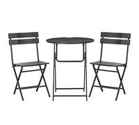 Outsunny Set da Giardino 3 Pezzi con 2 Sedie e Tavolo Pieghevoli in Acciaio e HDPE per Balcone e Terrazza, Grigio Scuro