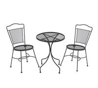 Outsunny Set da Giardino 3 Pezzi con Tavolino Rotondo e 2 Sedie in Metallo