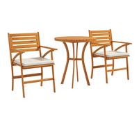 Outsunny Set da Giardino 3 Pezzi in Legno di Pino con Tavolo Rotondo e Sedie