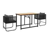 Outsunny Set da Giardino 3 Pezzi in Rattan con 2 Sedie Moderne 50x51.5x67 cm e Tavolo Rettangolare 110x60x75 cm in Legno Composito, Nero, Grigio e color Legno