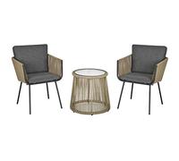 Outsunny Set da Giardino 3 Pezzi Rattan PE Acciaio Caffè/Grigio Scuro