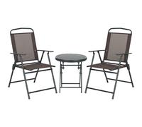Outsunny Set da Giardino 3 Pz con 2 Sedie Pieghevoli e Tavolino da Caffè