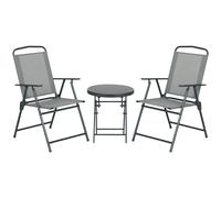 Outsunny Set da Giardino 3 Pz con 2 Sedie Pieghevoli e Tavolino da Caffè Grigio