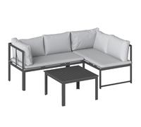 Outsunny Set da Giardino 3pz con Divano Angolare 4 Posti e Tavolino a Doghe, in Metallo e Poliestere Grigio Aosom Italy