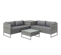 Outsunny Set da Giardino 4 Pezzi con 2 Divani 2 Posti, Tavolino da Caffè e Tavolino Alto con Cassapanca, Set Tavolini e Sedie da Giardino in Acciaio e Rattan Grigio e Argento