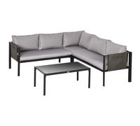 Outsunny Set da Giardino 4 Pezzi con 2 Divani Poltrona Angolare e Tavolino Basso