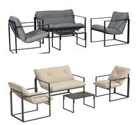 Outsunny Set da Giardino 4 Pezzi con Divanetto, 2 Poltrone e Tavolino