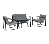 Outsunny Set da Giardino 4 Pezzi con Divanetto, 2 Poltrone e Tavolino Beige
