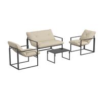 Outsunny Set da Giardino 4 Pezzi con Divanetto, 2 Poltrone e Tavolino, in Acciaio, Poliestere e Cotone PP, Beige e Grigio Aosom Italy