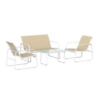Outsunny Set da Giardino 4 Pezzi con Divano, Poltrone, Tavolino, Khaki e Bianco Aosom Italy