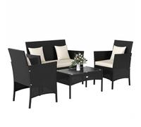 Outsunny Set da Giardino 4 Pezzi in Rattan con 2 Sedie Nero e Crema