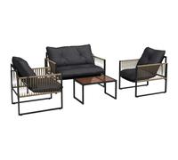 Outsunny Set da Giardino 4 Pezzi in Rattan con Divanetto, 2 Sedie e Tavolino
