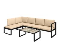Outsunny Set da giardino 4 pezzi, set divani con 2 divani due posti, poltrona senza braccioli, tavolino, per balcone, Khaki Aosom Italy