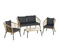 Outsunny Set da Giardino 4 Pz con 2 Sedie, un Divano e un Tavolino Basso