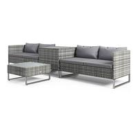 Outsunny Set da Giardino 4 Pezzi con 2 Divani 2 Posti, Tavolino da Caffè e Tavolino Alto con Cassapanca, Set Tavolini e Sedie da Giardino in Acciaio e Rattan Grigio e Argento