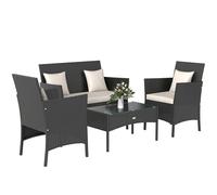 Outsunny Set da Giardino 4pz con 2 Sedie Poltrona 2 Posti e Tavolino Basso