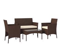 Outsunny Set da Giardino 4pz con Divanetto 2 Sedie e Tavolino Beige e Marrone