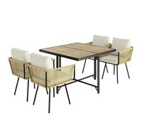 Outsunny Set da Giardino 5 Pezzi con Tavolo in Legno-Plastica Aosom Italy