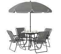 Outsunny Set da Giardino 6pz con 4 Sedie Pieghevoli, Tavolo Rotondo e Ombrellone